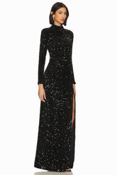 Sequin Embellishments Slit Maxi Dress